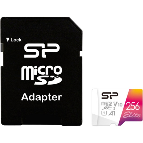 Карта памяти Silicon Power Elite (SP256GBSTXBV1V20SP) 256GB A1 microSDXC Class 10 UHS-I U3 100 Mb/s (SD адаптер)