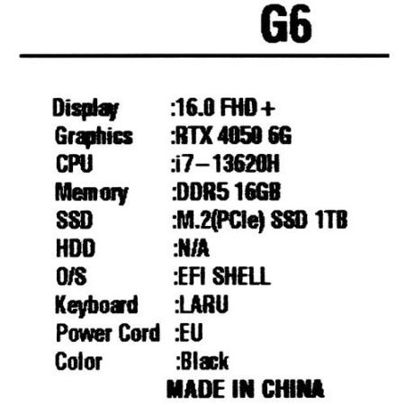 16" Ноутбук GIGABYTE G6 MF черный
