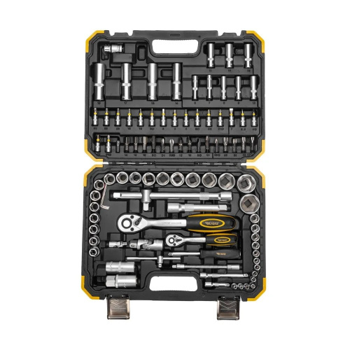 Набор инструментов KRANZ KR-66-6682 1/2, 1/4, CrV, пластиковый кейс, 82 предмета