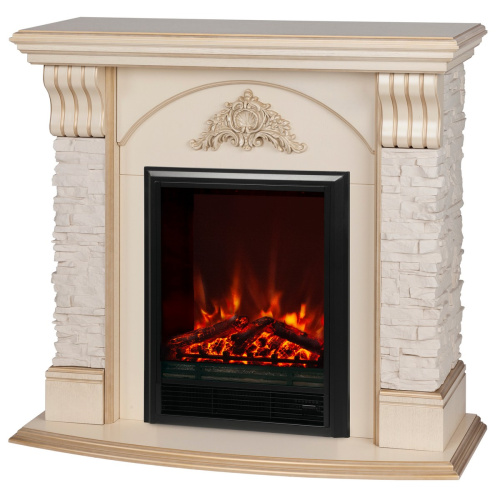 Электрокамин RealFlame Athena WT белый дуб с золотой патиной с очагом Eugene