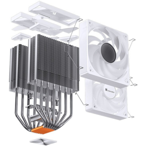 Кулер JONSBO CR-3000 ARGB White LGA20XX/1700/1200/115X/AM5/AM4 (TDP 260W, PWM, 2 x 120mm Black Fan, 7 тепловых трубок, медная база, белый)