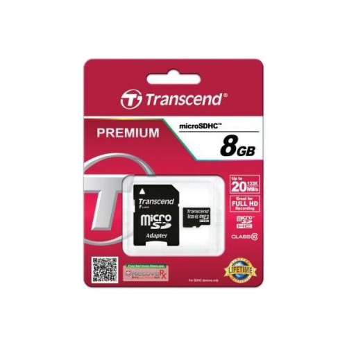 Карта памяти Transcend microSDHC 8GB Class 10 (SD адаптер) TS8GUSDHC10