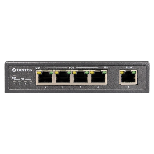 Коммутатор неуправляемый Tantos TSn-4P5G 00-00043085 (L2) 5x1Гбит/с 4PoE 60Wx