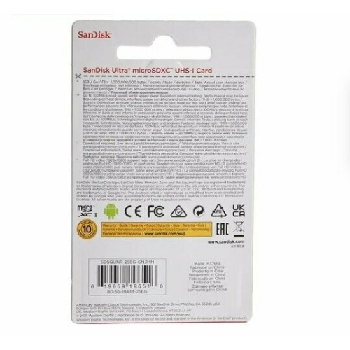 Карта памяти SANDISK UHS-I SDSQUNR-256G-GN3MN Micro SDXC 256GB
