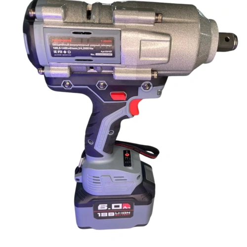 Гайковерт аккум. ProfiPower T-2000N бесщеточный ударный E0187 (Li-ion-1шт, 6.0Ач, 2000Нм, адаптер переходника, З/У, в кейсе)