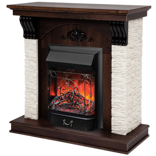 Электрокамин RealFlame Corfino NT орех с очагом Majestic Lux Black