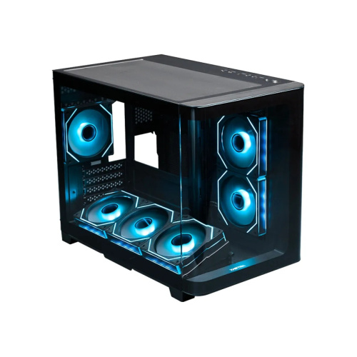 Корпус XASTRA QR500M 6ARGB-FM-C10-UC Black (QR500M-6FM12A-C10-UC) mATX/Aquarium/2 Curve Glass/6x120mm ARGB PWM FM fans/Argb+PWM HUB 10port /Type-C