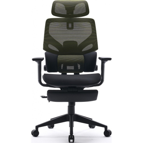 Кресло Cactus CS-CHR-MC01-LGNBK салатовый сиденье черный сетка/ткань с подголов. крестов. пластик подст.для ног