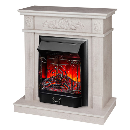 Электрокамин RealFlame Adelaida WT белый камень с очагом Majestic Lux Black RC