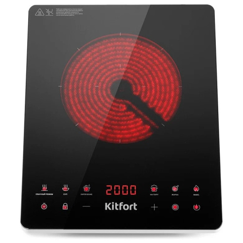Настольная плита Kitfort КТ-140 черный/серебристый