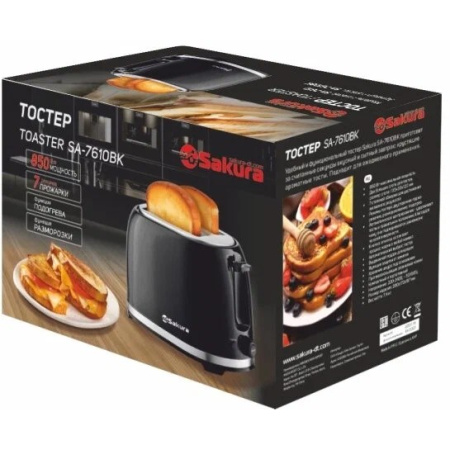 Тостер SAKURA SA-7610BK 850Вт черный