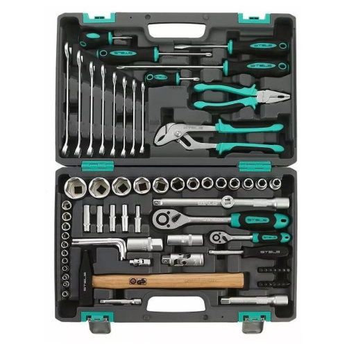 Набор инструмента STELS 14104 76 предм пластиковый кейс 1/2", 1/4", CRV
