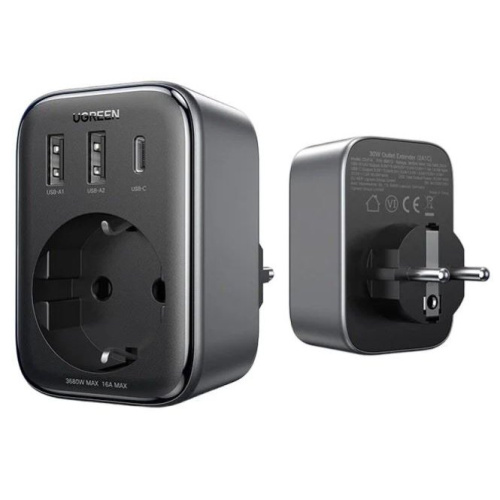 СЗУ UGREEN CD314 (90613) DigiNest Outlet Extender (1 AC outlets + 30W 2A1C) черный