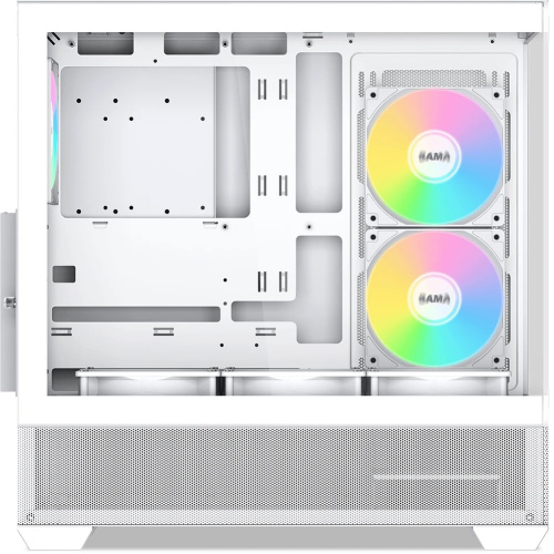 Корпус SAMA V40 White (V40-WHADA6X1-GL) без БП, Midi-Tower, TG, 6x120mm ARGB, 2xUSB 3.0 + 1xUSB 3.1 Type-C, ATX, mITX