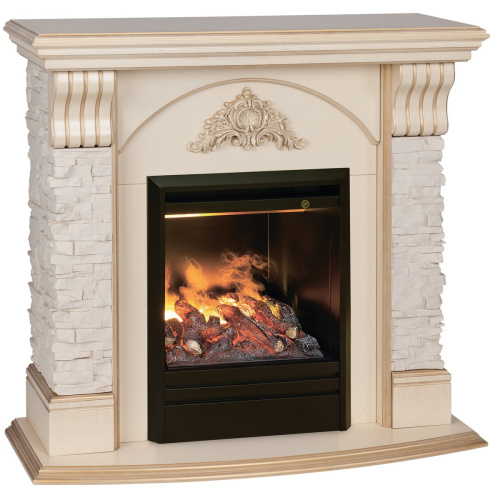 Электрокамин RealFlame Athena WT белый дуб с золотой патиной с очагом 3D Olympic