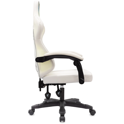 Кресло игровое Knight Wolf RGB белый экокожа/сетка с подголов. крестов. пластик