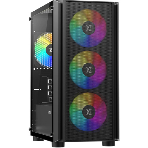 Корпус XASTRA A402M 4ARGB Black (A402M-4FC12A-BK) mATX/Mesh/full-size TG/ 4x120mm ARGB PWM fans