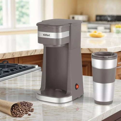Кофеварка KitFort КТ-7316 коричневый/нерж