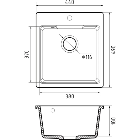 Кухонная мойка GRANFEST Urban 644 gray