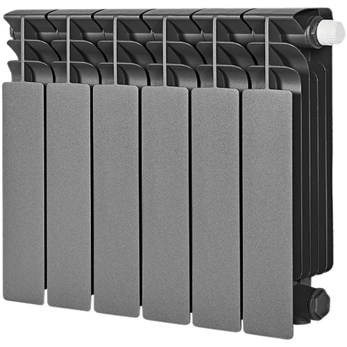 Биметаллический радиатор отопления Stout Titan Ventil 350 6 секций нижнее правое подключение графит RAL 7024