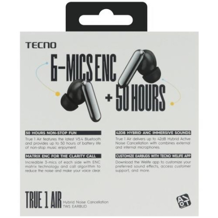 Наушники TWS Tecno True 1 Air черный