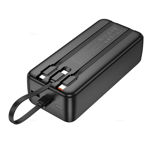 Аккумулятор внешний резервный HOCO J132B Sabio 22.5W+PD20W fully compatible power bank with 3 cables 30000mAh черный
