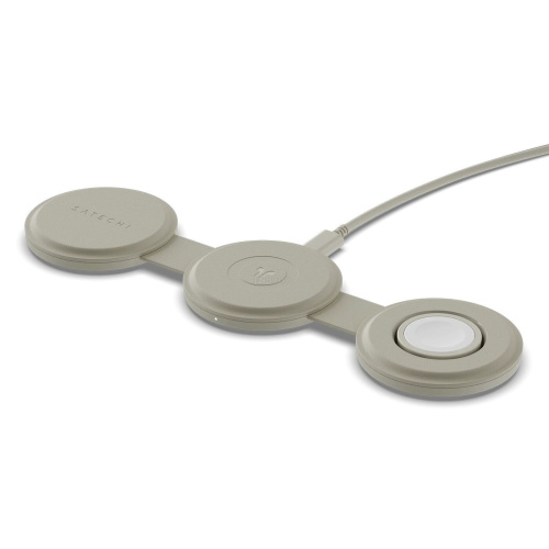 Зарядное устройство Satechi ST-QTG31W Qi2 OntheGo 3-in-1 Wireless Charger песочный