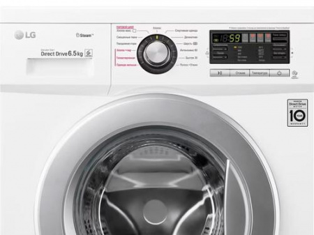 Стиральная машина LG F1296WDS1 60х44х85 см Класс: A загр.фронтальная макс.:6.5кг белый 1200 об/мин